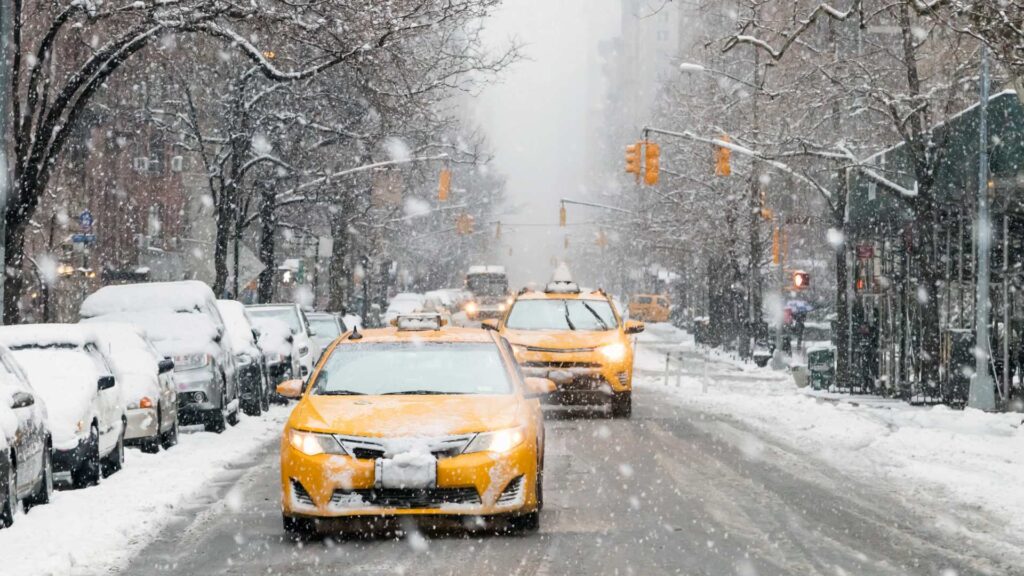 Cabs And Winter In New York